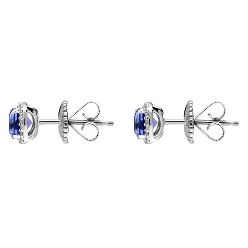 18ct White Gold 1.25ct Tanzanite Diamond Cushion Stud Earrings D sold by Jura Watches product image thumbnail 2