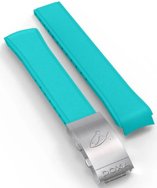 Doxa Strap SUB 300T Rubber Turquoise With Folding Clasp sold by Jura Watches