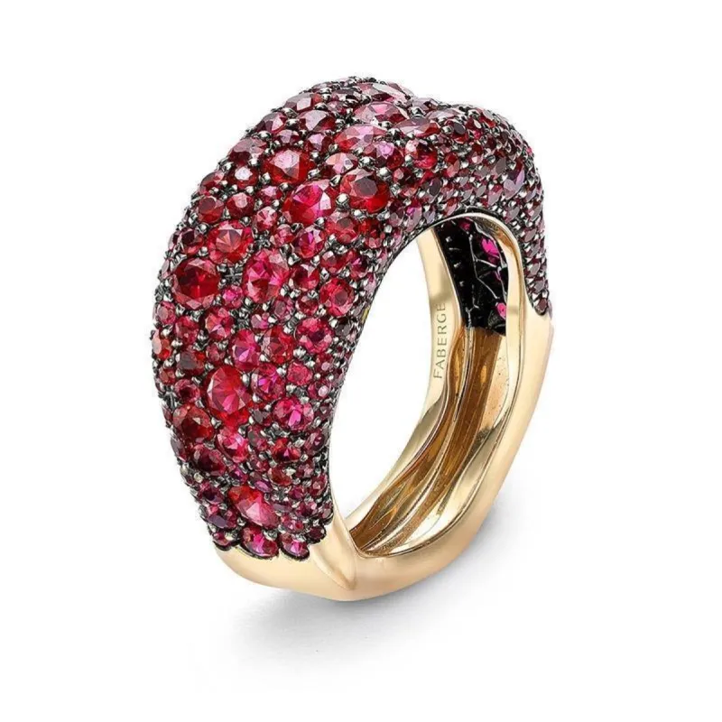 Faberge Emotion 18ct Yellow Gold Ruby Thin Ring sold by Jura Watches