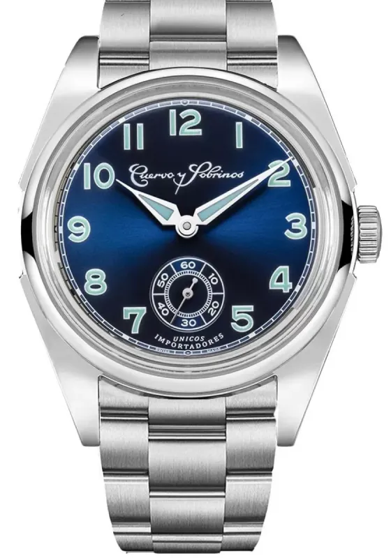 Cuervo y Sobrinos Robusto Sans Souci Blue Watch sold by Jura Watches