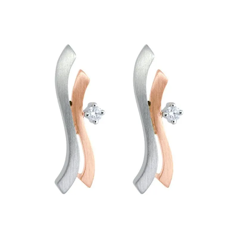 18ct White and Rose Gold Diamond Wave Stud Earrings sold by Jura Watches