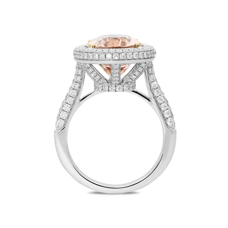 18ct White Gold 6.38ct Morganite Diamond Double Halo Ring sold by Jura Watches product image thumbnail 3