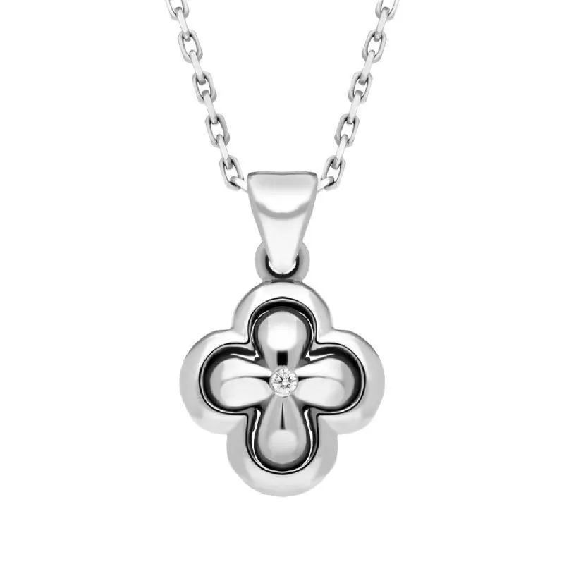18ct White Gold Diamond Inlaid Cross Necklace sold by Jura Watches
