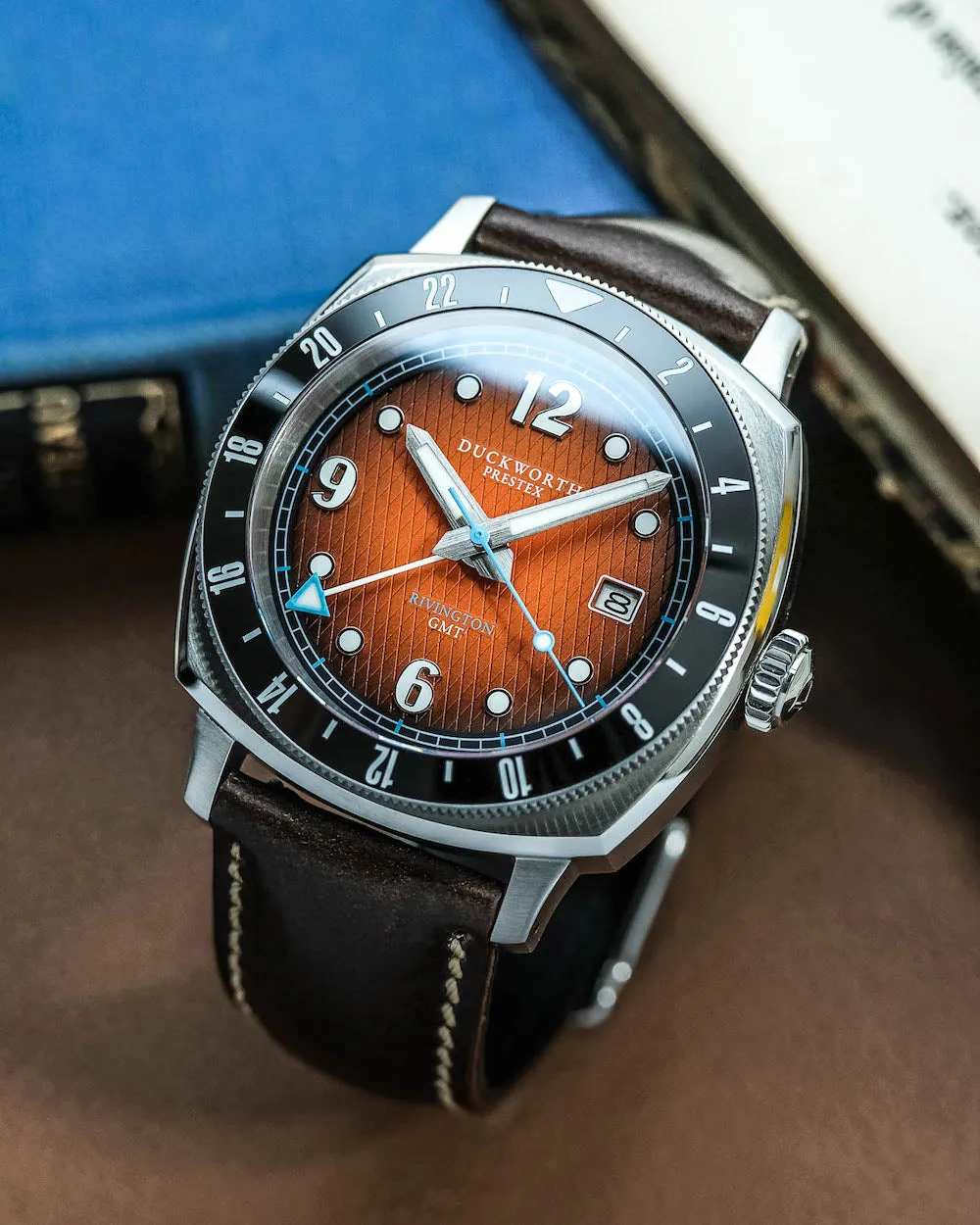 Duckworth Prestex Rivington GMT Orange Fume Brown Leather Watch sold by Jura Watches product image thumbnail 3