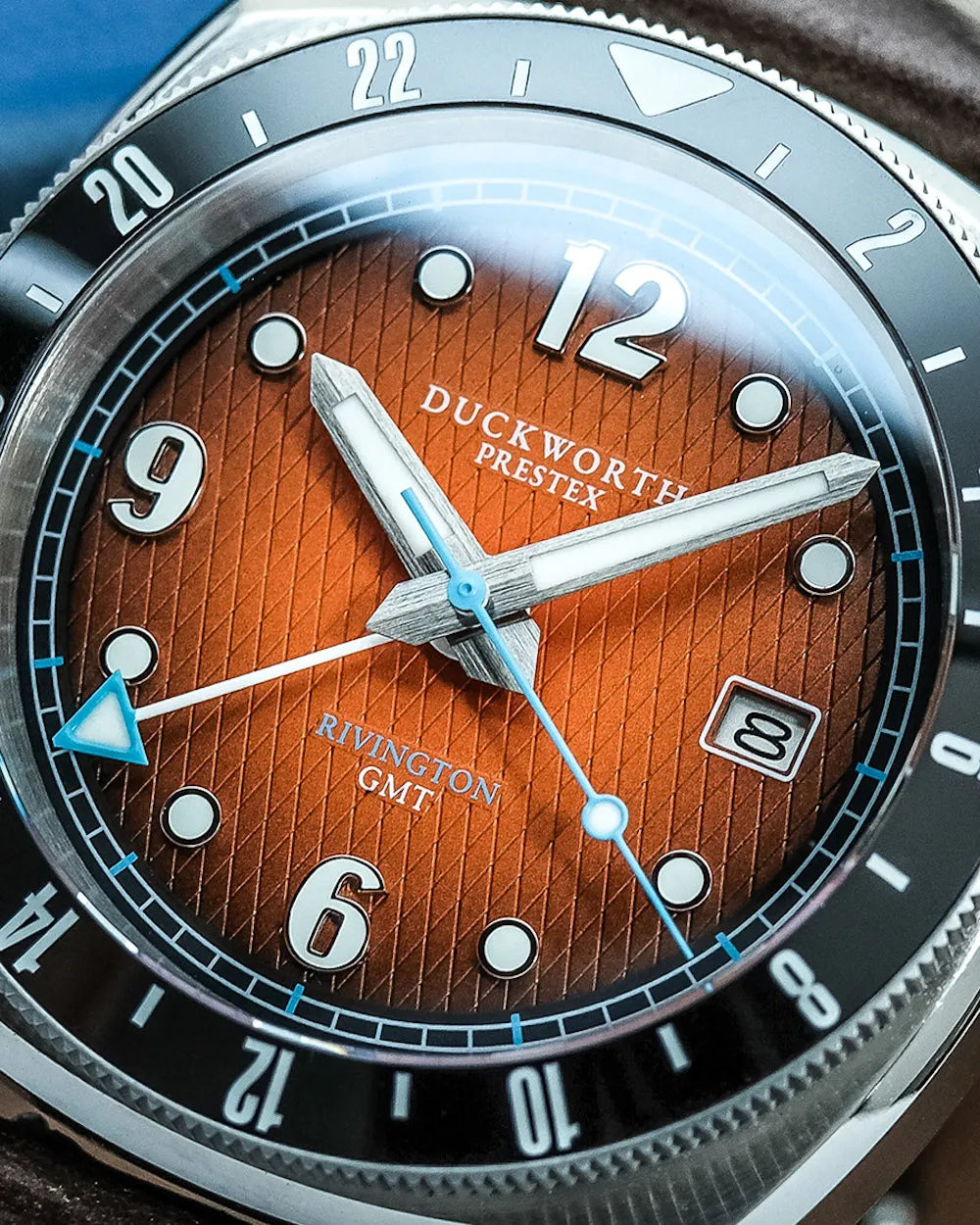 Duckworth Prestex Rivington GMT Orange Fume Brown Leather Watch sold by Jura Watches product image thumbnail 5
