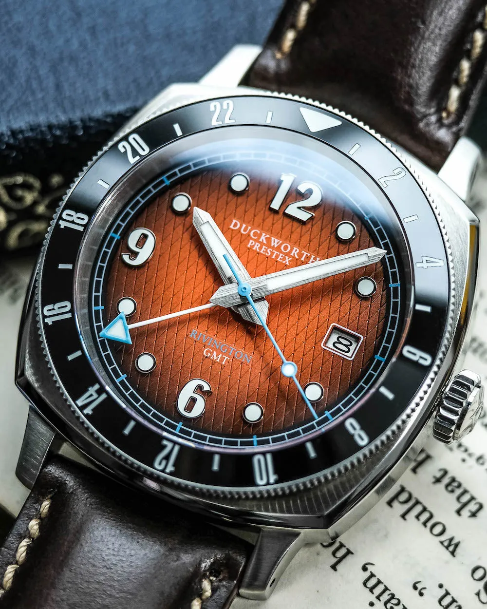 Duckworth Prestex Rivington GMT Orange Fume Brown Leather Watch sold by Jura Watches product image thumbnail 4