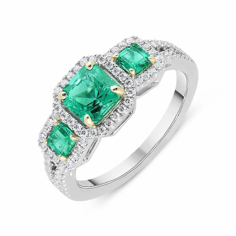 Platinum 1.2ct Emerald and Diamond Ring sold by Jura Watches