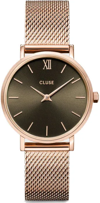 Cluse Minuit Mesh Grey Rose Gold sold by Jura Watches