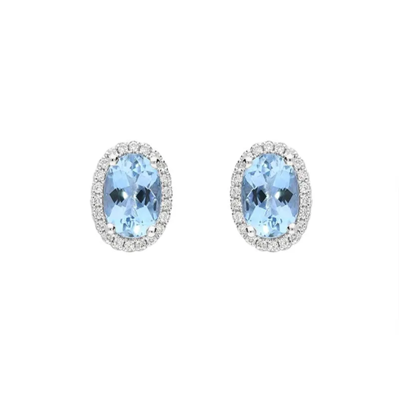 18ct White Gold 1.60ct Aquamarine Diamond Oval Cut Stud Earrings sold by Jura Watches