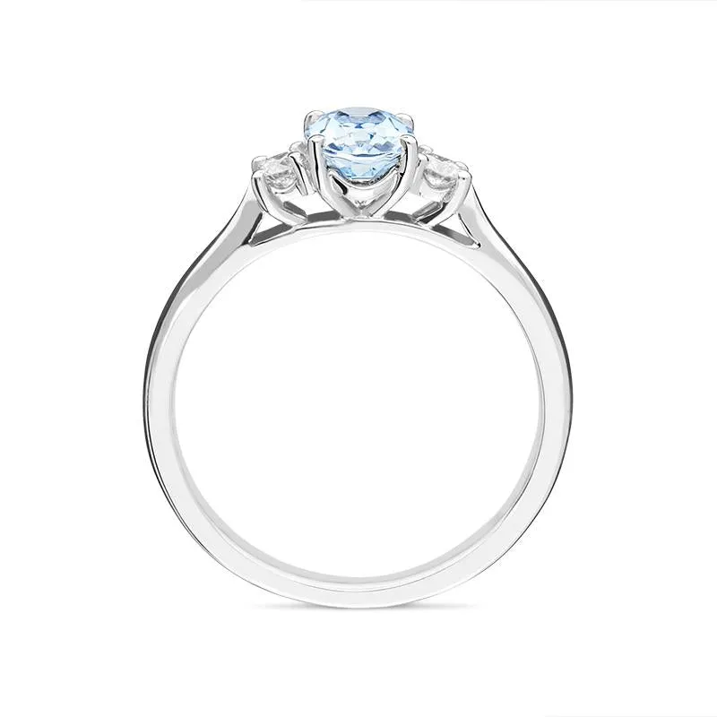 18ct White Gold 0.70ct Aquamarine and Diamond Three Stone Ring sold by Jura Watches product image thumbnail 2