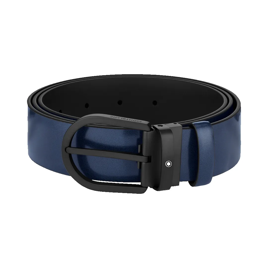 Montblanc Horseshoe Buckle Belt 35mm Blue Leather D sold by Jura Watches
