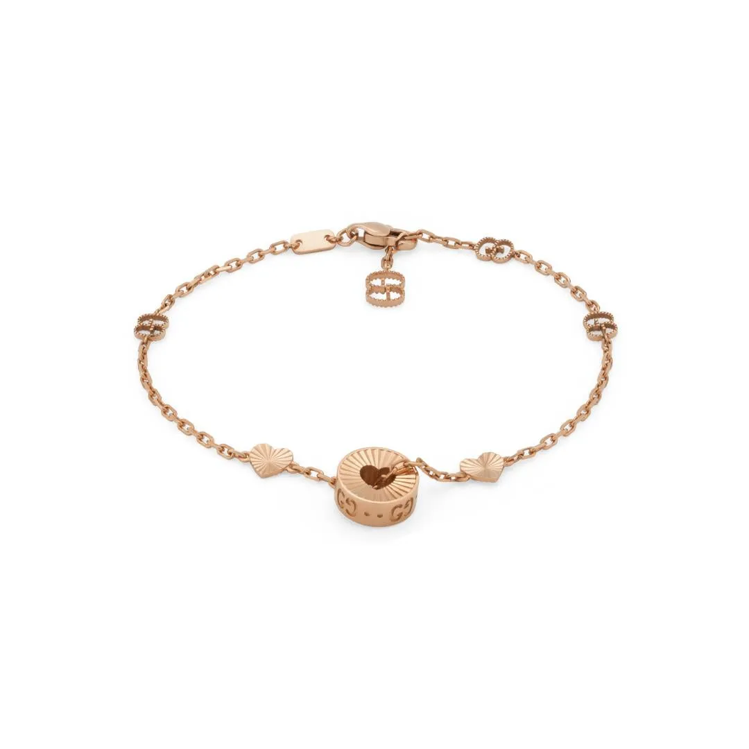 Gucci Icon 18ct Rose Gold Open Heart Chain Bracelet D sold by Jura Watches