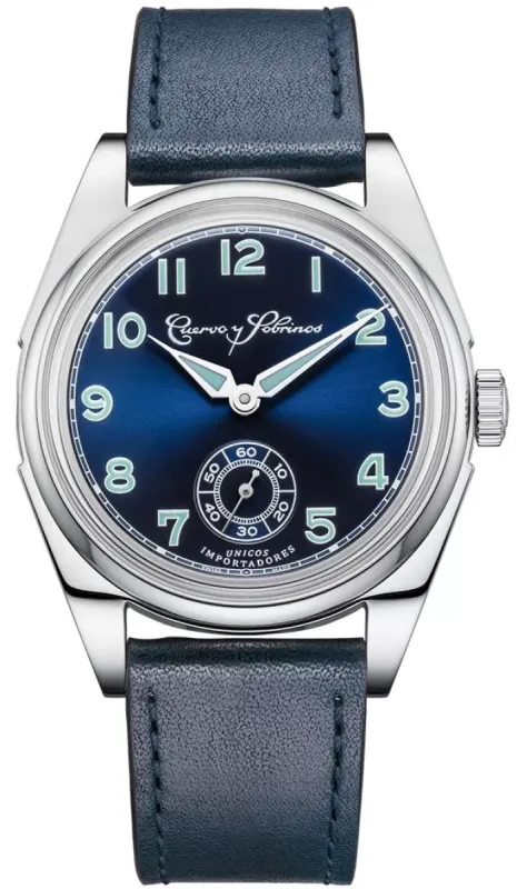 Cuervo y Sobrinos Robusto Sans Souci Blue Watch sold by Jura Watches