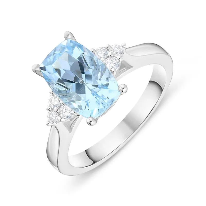 18ct White Gold 2.62ct Aquamarine Diamond Oval Ring D sold by Jura Watches