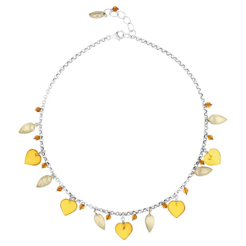 Sterling Silver Gold Plated Amber Heart Necklace D sold by Jura Watches product image thumbnail 2