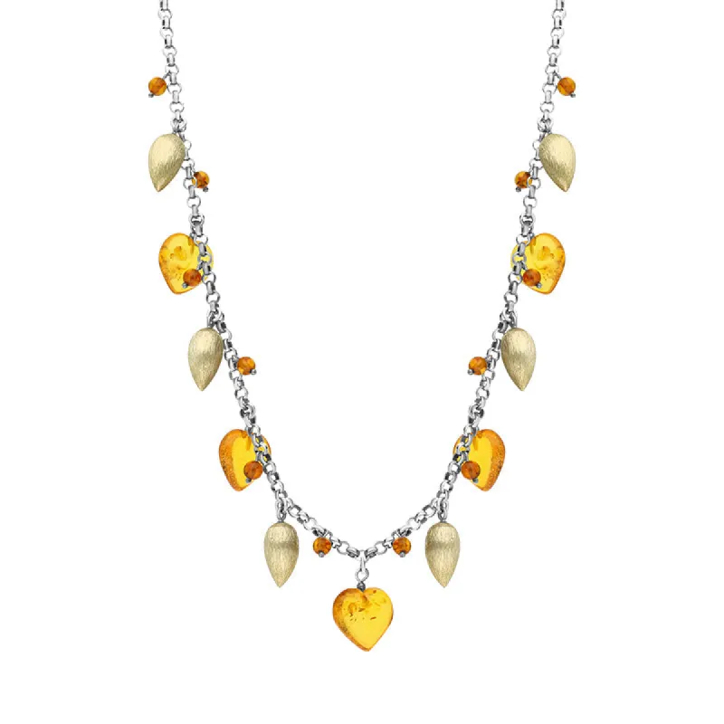 Sterling Silver Gold Plated Amber Heart Necklace D sold by Jura Watches
