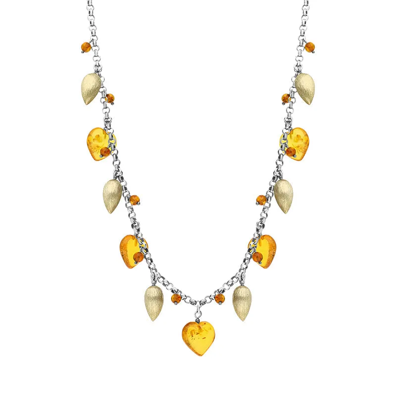 Sterling Silver Gold Plated Amber Heart Necklace D sold by Jura Watches