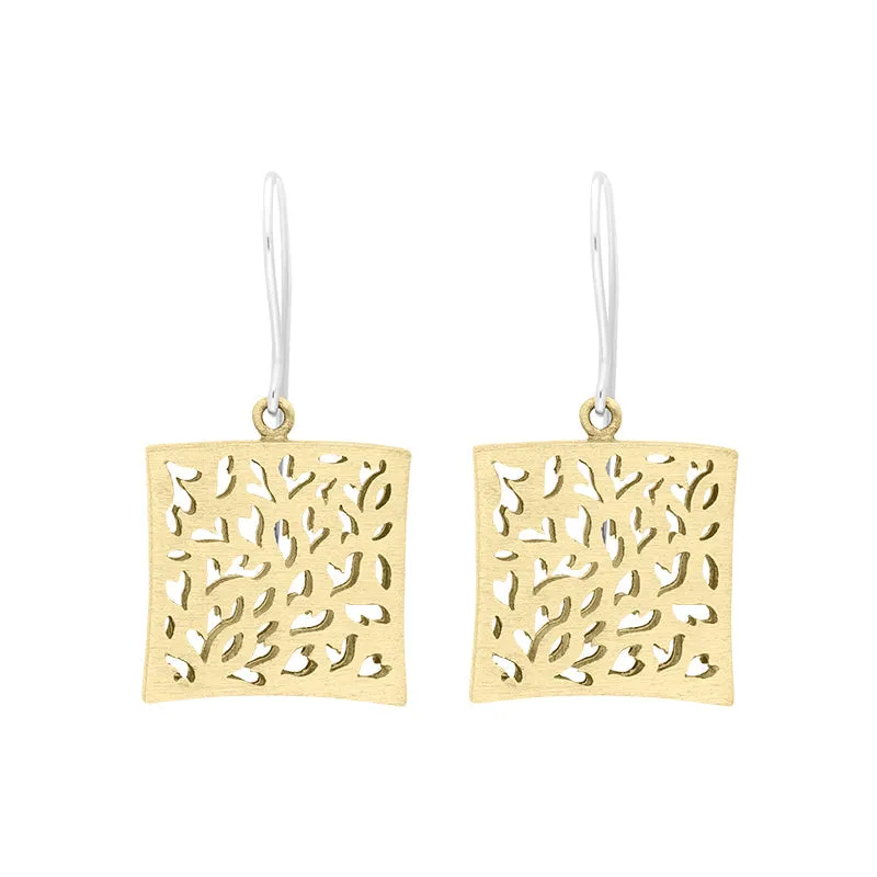 Sterling Silver Gold Plated Square Cut Out Earrings D sold by Jura Watches