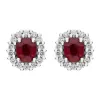 18ct White Gold Ruby Diamond Oval Cluster Earrings sold by Jura Watches