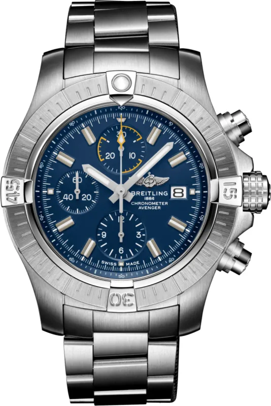 Breitling Ex-Display Watch Avenger Chronograph 45 Blue Bracelet D sold by Jura Watches