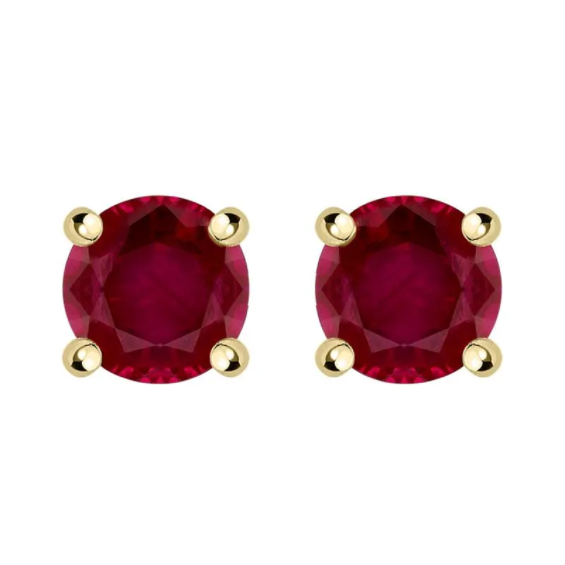 18ct Yellow Gold Ruby Claw Set Solitaire Stud Earrings sold by Jura Watches