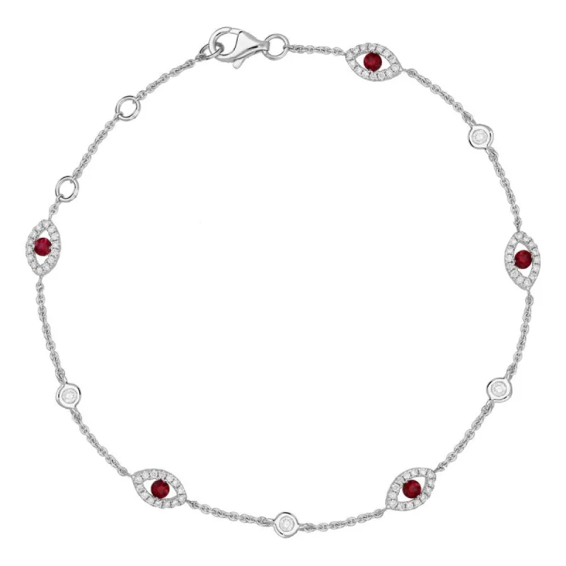 18ct White Gold Ruby Diamond Marquise Bracelet sold by Jura Watches