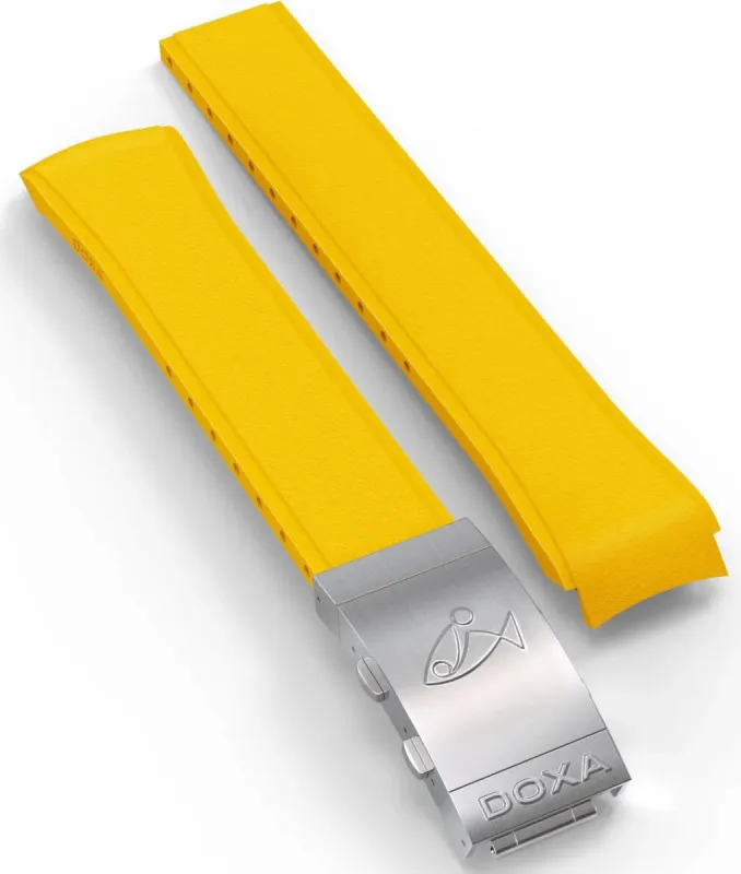 Doxa Strap SUB 1500T Rubber Yellow With Folding Clasp sold by Jura Watches