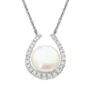 18ct White Gold Pearl Diamond Horseshoe Necklace D sold by Jura Watches