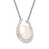 18ct White Gold Pearl Diamond Horseshoe Necklace D sold by Jura Watches