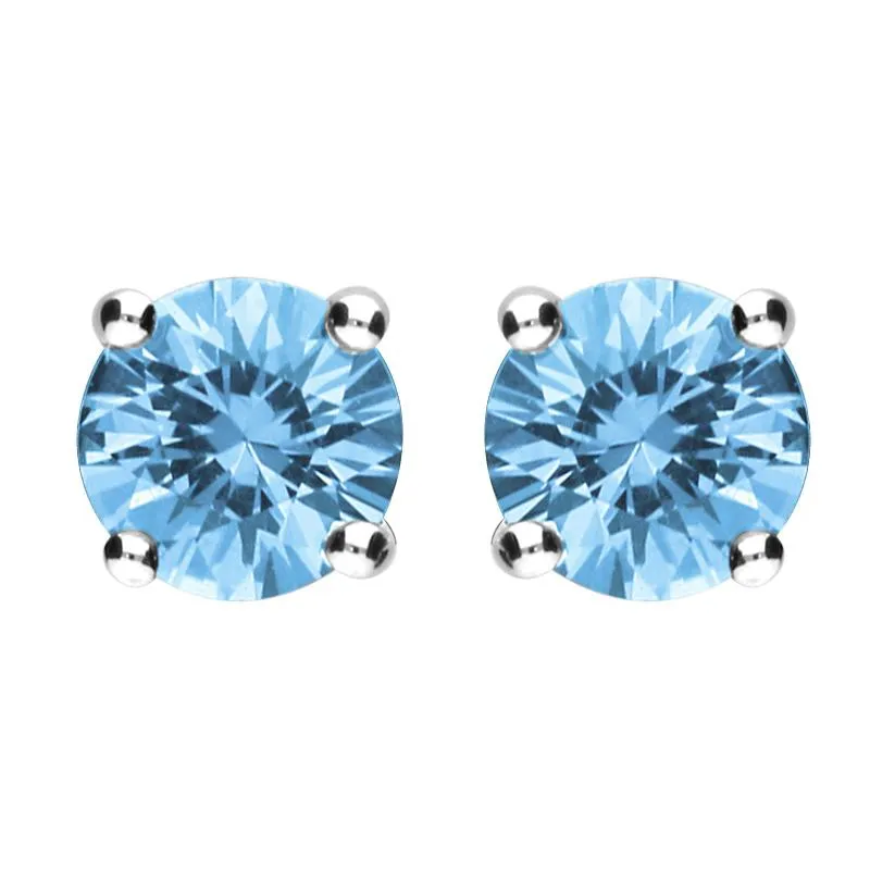 18ct White Gold Aquamarine Claw Set Solitaire Stud Earrings sold by Jura Watches