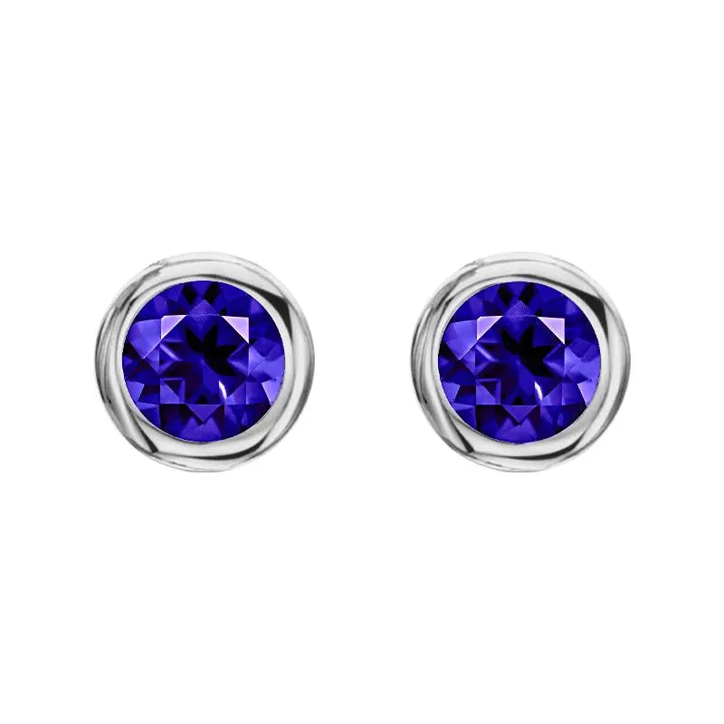 18ct White Gold 0.52ct Tanzanite Round Stud Earrings sold by Jura Watches