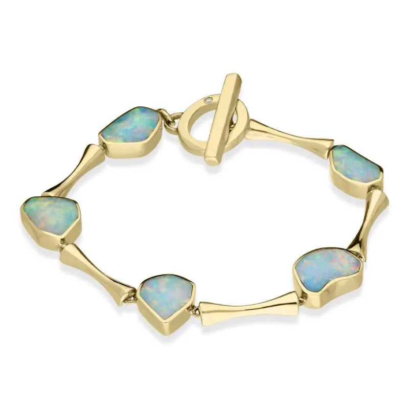 18ct Yellow Gold Opal Diamond Link Bracelet D sold by Jura Watches