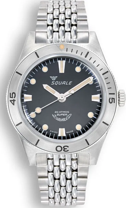 Squale SuperSquale Sunray Black Bracelet Watch sold by Jura Watches