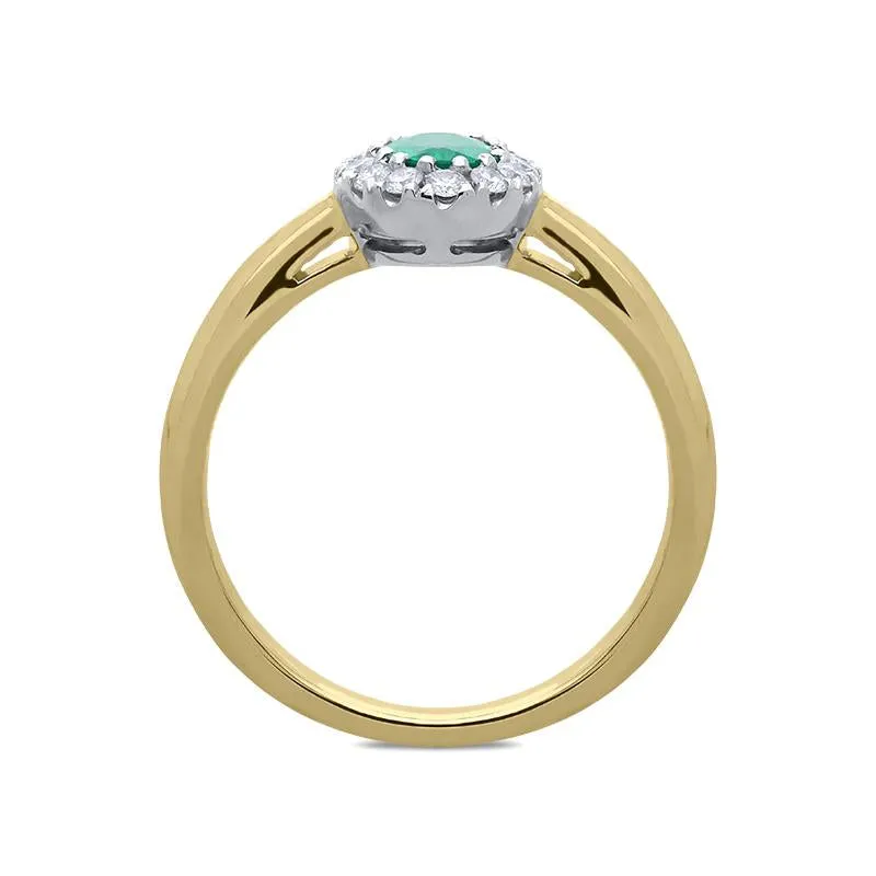 18ct Yellow Gold 0.44ct Emerald Diamond Halo Ring sold by Jura Watches product image thumbnail 2
