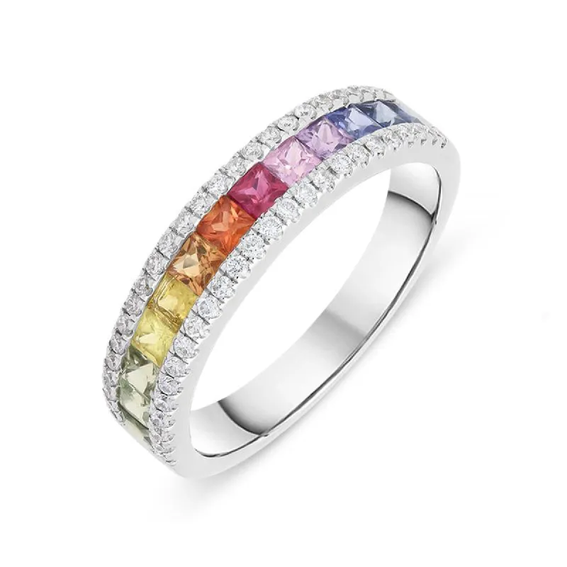 18ct White Gold 1.03ct Rainbow Sapphire Diamond Ring sold by Jura Watches