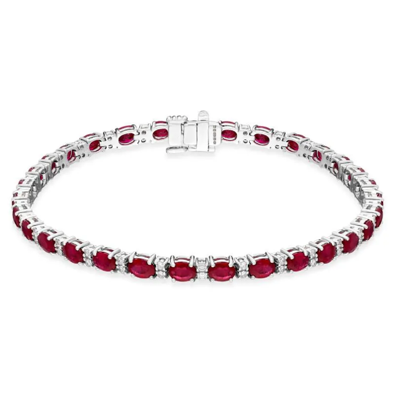 18ct White Gold 7.79ct Ruby 0.61ct Diamond Bracelet sold by Jura Watches