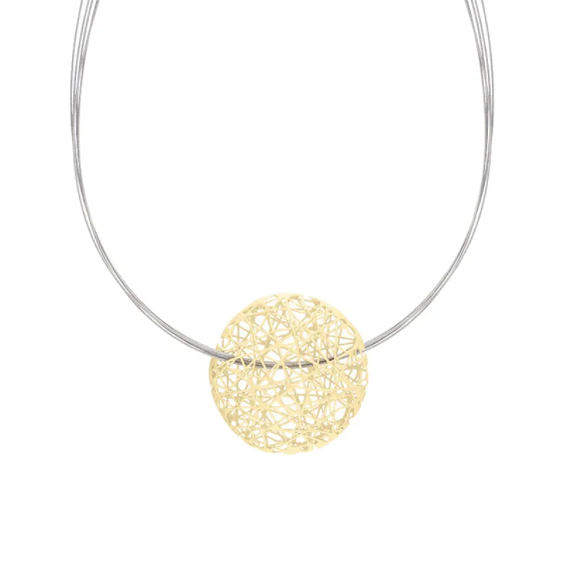 Sterling Silver Gold Plated Open Wire Disc Necklace D sold by Jura Watches