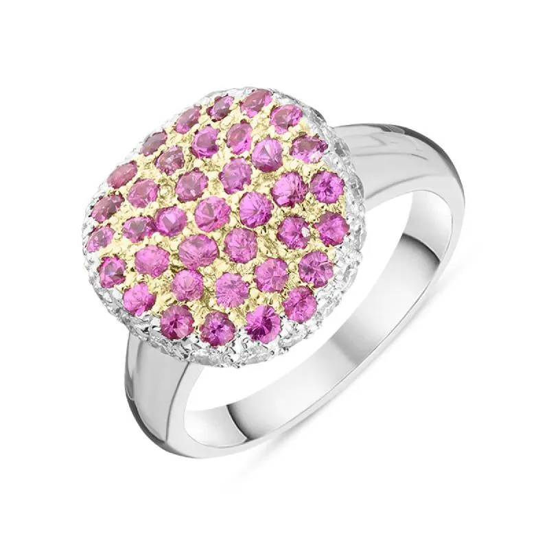18ct White Gold Pink Sapphire Diamond Ring D sold by Jura Watches