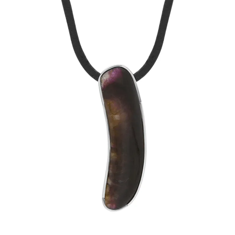 Sterling Silver Blue John Leather Necklace D sold by Jura Watches