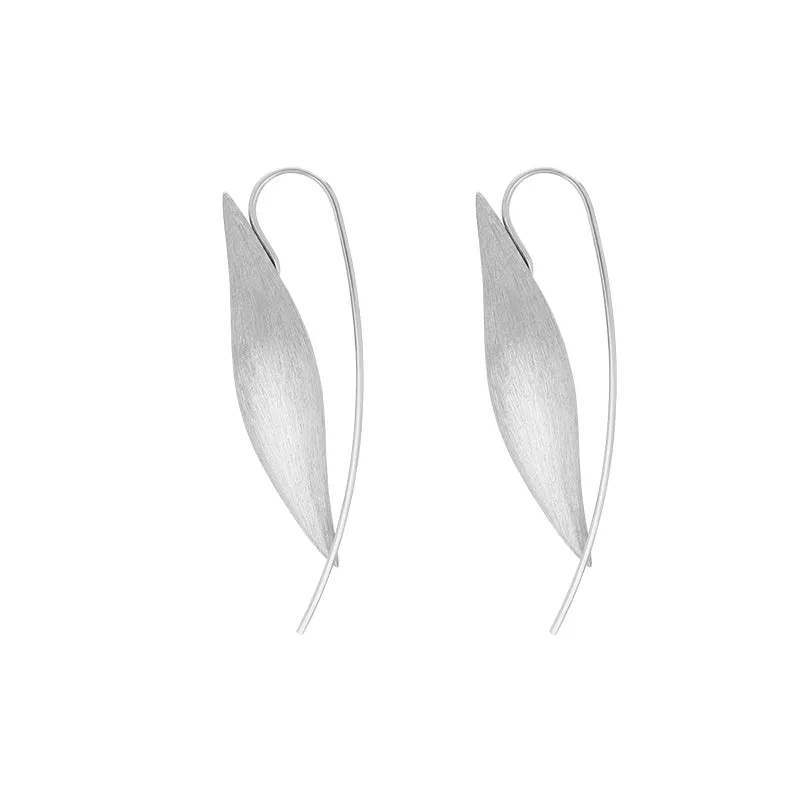 Sterling Silver Brushed Monika Long Leaf Drop Earrings D sold by Jura Watches product image thumbnail 2