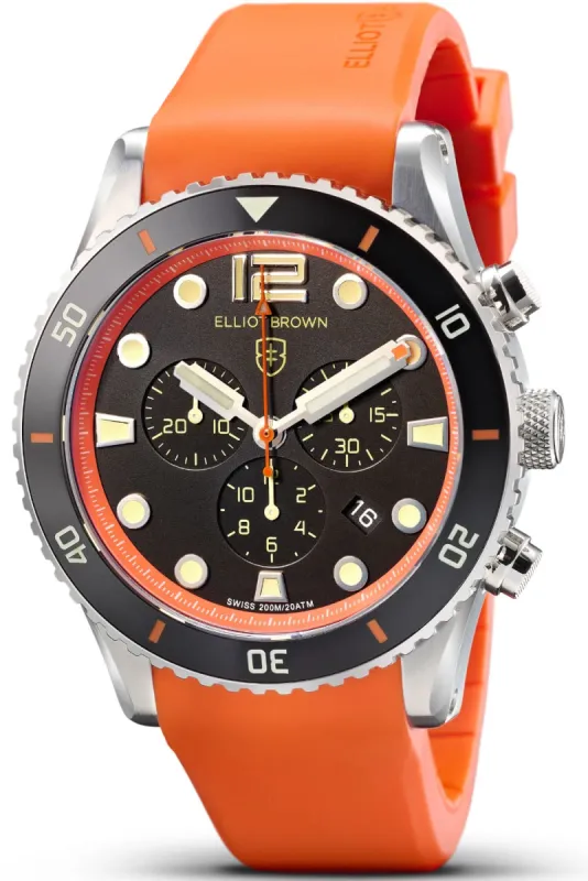 Elliot Brown Bloxworth Chrono Black Orange Rubber sold by Jura Watches