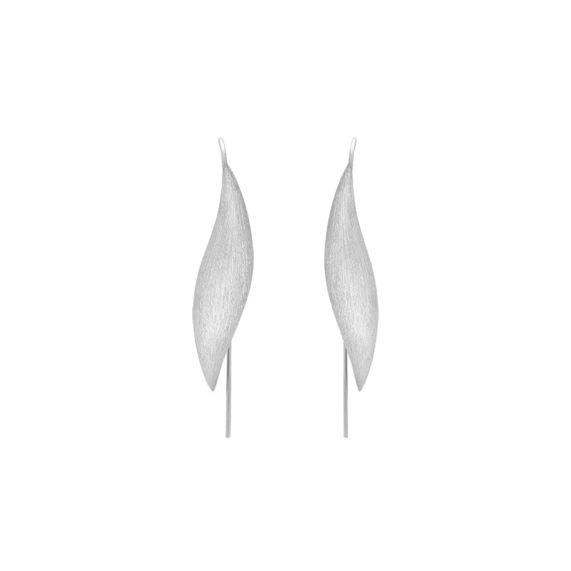 Sterling Silver Brushed Monika Long Leaf Drop Earrings D sold by Jura Watches