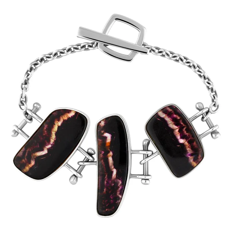 Sterling Silver Blue John Three Stone Link Bracelet D sold by Jura Watches