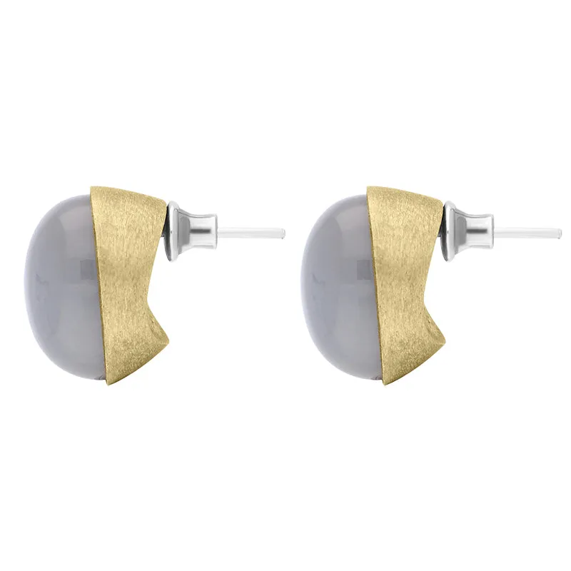 Sterling Silver Gold Plated Moonstone Oval Stud Earrings D sold by Jura Watches product image thumbnail 2