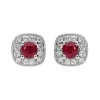 18ct White Gold 0.37ct Ruby and Diamond Cushion Stud Earrings sold by Jura Watches