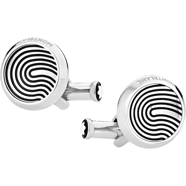 Montblanc Cufflinks Round Fingerprint Patterned Inlay D sold by Jura Watches
