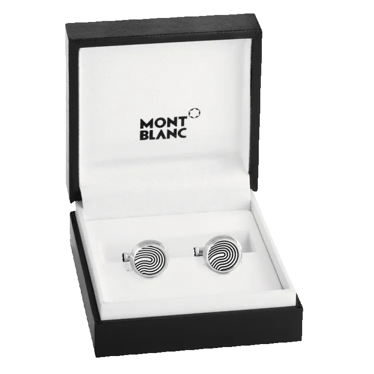 Montblanc Cufflinks Round Fingerprint Patterned Inlay D sold by Jura Watches product image thumbnail 2