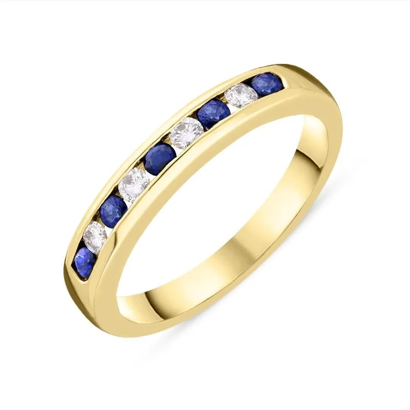 18ct Yellow Gold Sapphire Diamond Channel Set Half Eternity Ring sold by Jura Watches