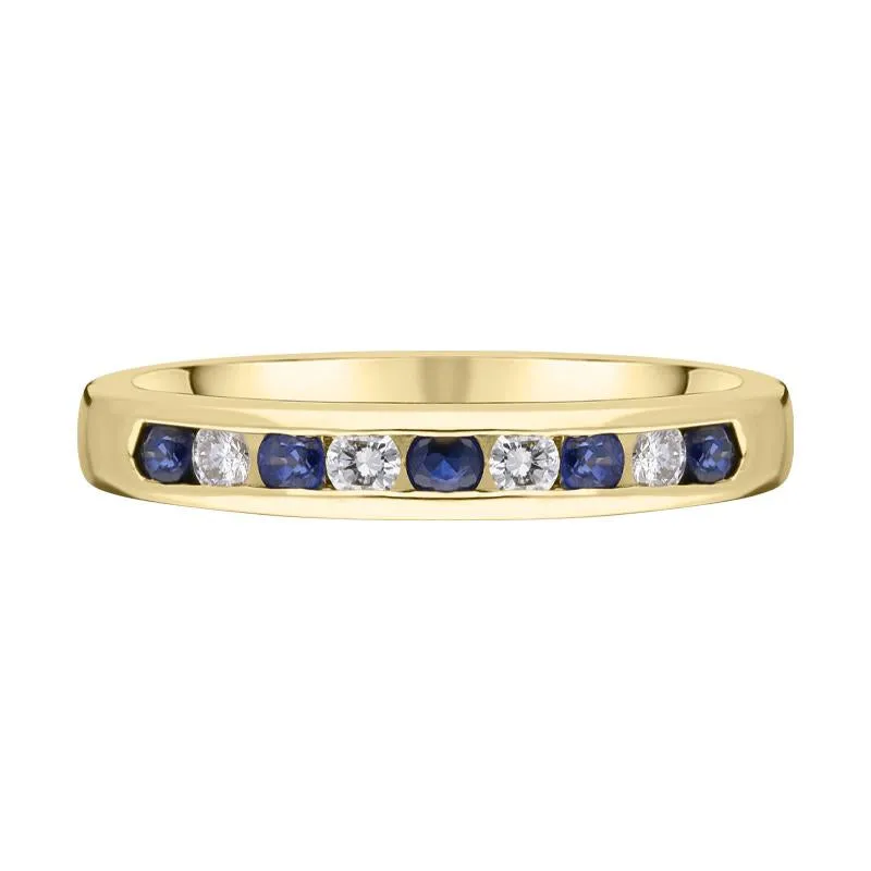 18ct Yellow Gold Sapphire Diamond Channel Set Half Eternity Ring sold by Jura Watches product image thumbnail 2