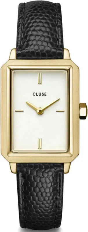 Cluse Fluette Leather Black Lizard Gold made by Jura Watches